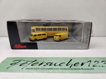 Schuco 25584 / 3-teiliges Post-Bus-Set „Deutsche Bundespost“ / OVP
