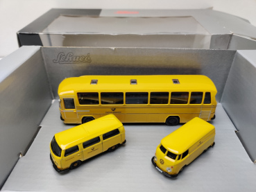 Schuco 25584 / 3-teiliges Post-Bus-Set „Deutsche Bundespost“ / OVP