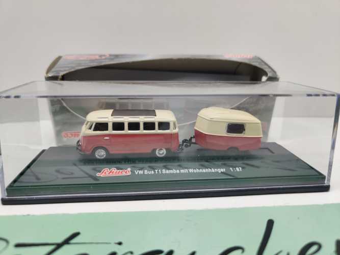 Schuco H0 21690 VW Bus T1 Samba Wohnanhänger Hymer Eriba / 1:87 / OVP