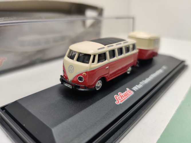 Schuco H0 21690 VW Bus T1 Samba Wohnanhänger Hymer Eriba / 1:87 / OVP