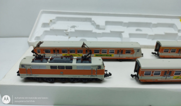 Mini Trix N DC 1027 S-Bahn Zug Lok + 3 Anhänger mit Licht / OVP / Analog