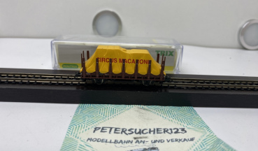 Trix N DC 15173-12  2-Achser Rungenwagen Circus Macaroni  gelb DB OVP