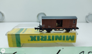 Mini Trix  N DC 3500 Gedeckter Güterwagen / Begleitwagen Braun DB OVP