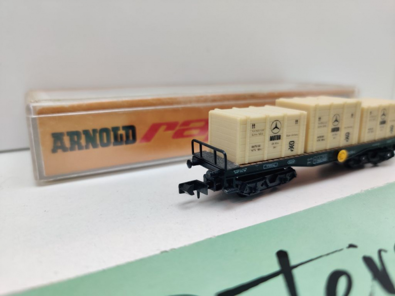 Arnold N DC 4961 Flachwagen "Mercedes Benz" 3 Überseekisten / SSkms / DB / OVP