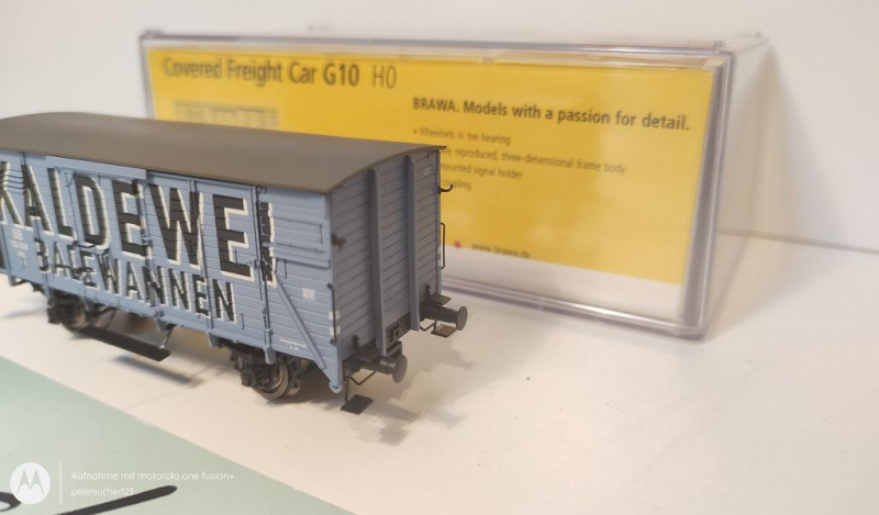 BRAWA H0 AC 48285 gedeckter Güterwagen "Kaldewei" / AC-Achsen / K / DB / OVP
