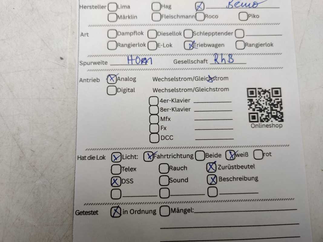 BEMO H0m DC 1279 134 Turmtriebwagen Xm 2/2 Nr. 9914 / RhB / DSS / OVP