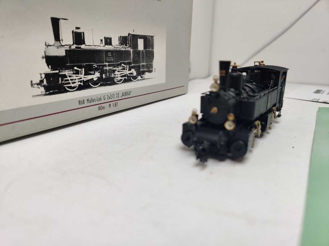 BEMO H0m DC 1293 112 / Mallet-Dampflokomotive / G 2x2/2 / Nr. 22 „Albula“ / RhB / OVP