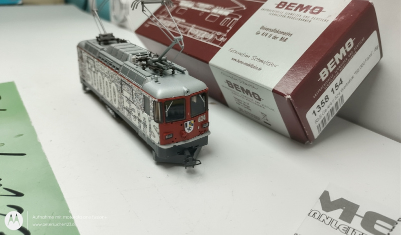 BEMO H0m DC 1358 154 Elektro-Lok "50.000 Fans" Ge 4/4 II / Esu-DIGITAL / RhB / OVP