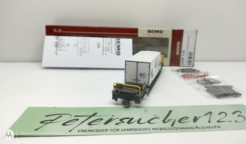 BEMO H0m DC 2289 115 Sbk-v 7705 mit Container "Casty Transporte" / RhB / OVP