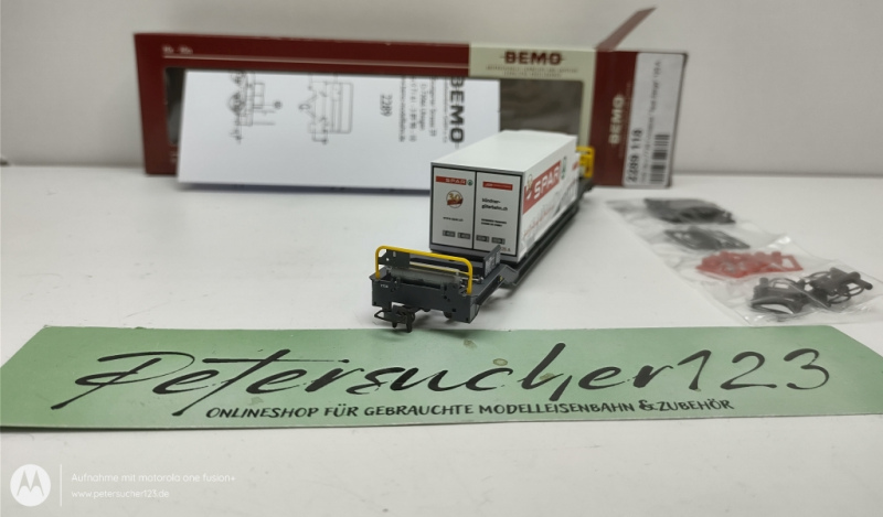 BEMO H0m DC 2289118 Sb-v 7728 mit Container "SPAR Berge"  / RhB / OVP