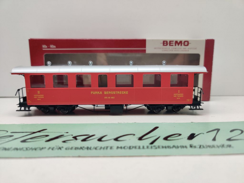 BEMO H0m DC 3246 282 Furka Bergstrecke Plattformwagen 1.+2.Kl. AB / DFB / OVP