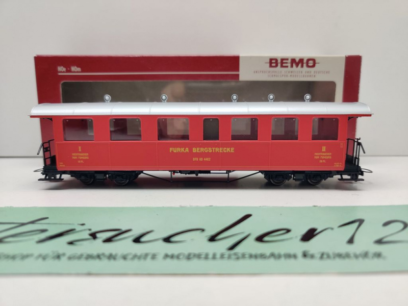 BEMO H0m DC 3246 282 Furka Bergstrecke Plattformwagen 1.+2.Kl. AB / DFB / OVP