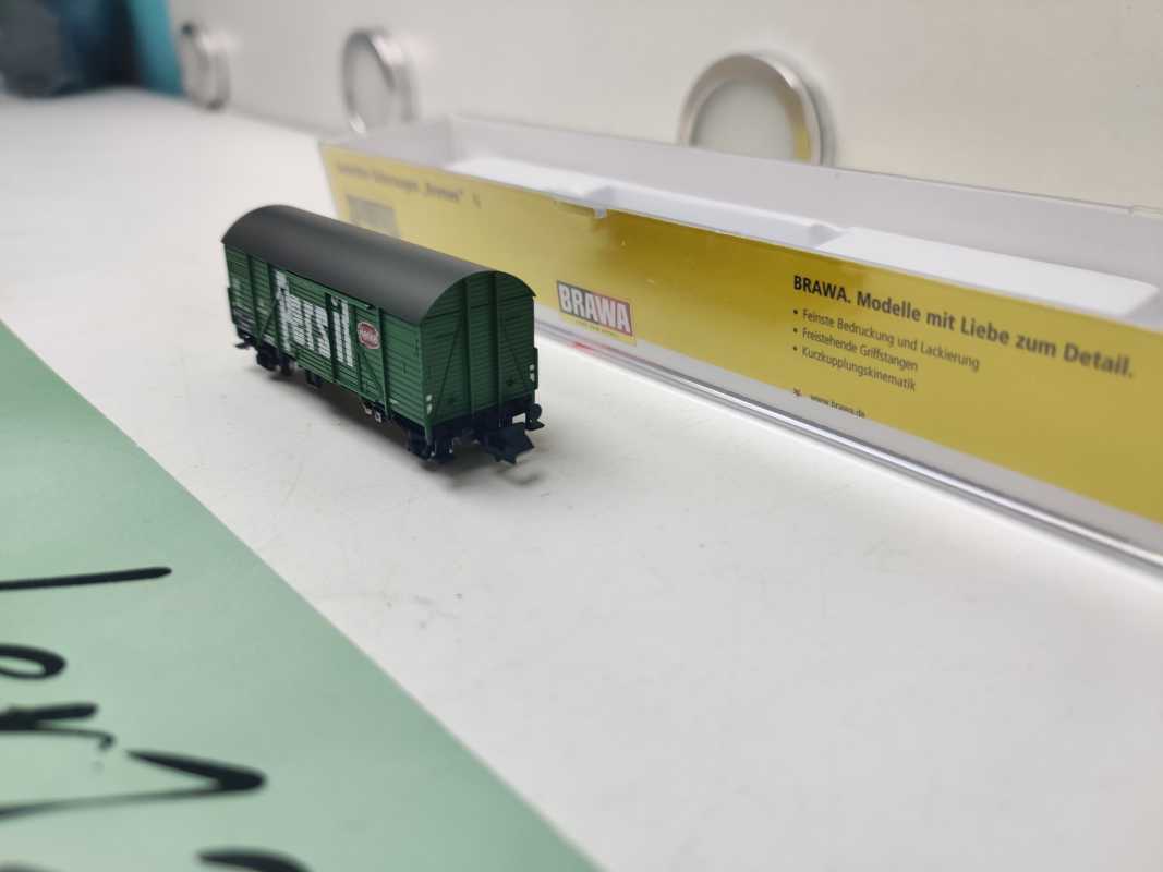Brawa N DC 67216 gedeckten Güterwagen / Bauart Gms 35 / „Persil“-Werbebedruckung  / OVP