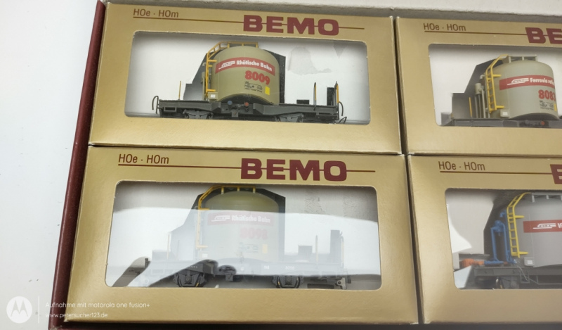 BEMO H0m DC 7460 100  Zementwagen 4 x Uce Set / RhB / OVP