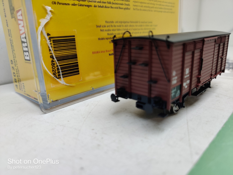 Brawa H0 DC 48029 Gedeckter Güterwagen / Gw / NEM / Brit-US-Zone / DRG / OVP