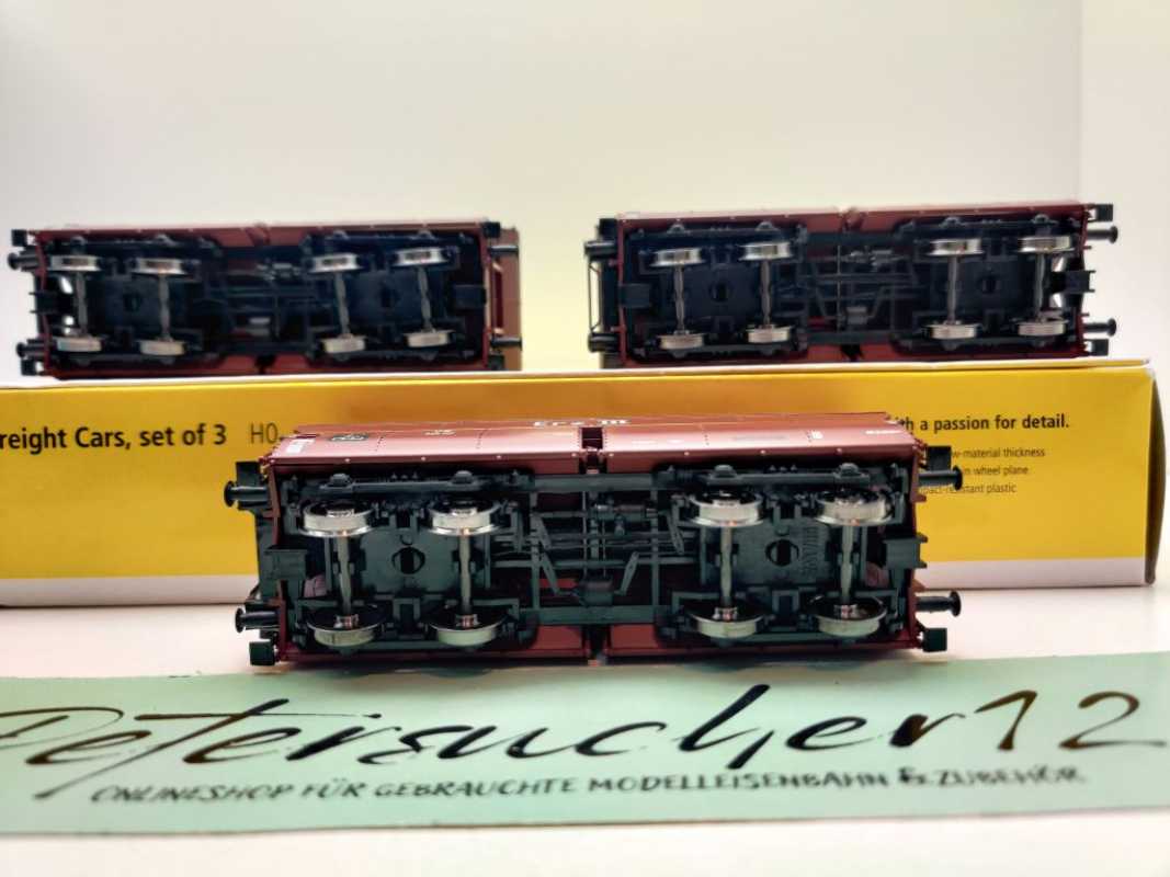 Brawa H0 DC 47030 Selbstentladewagen 3er Set OOtz / Erz III / NEM / DB / OVP