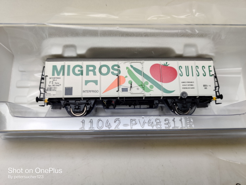 Brawa H0 DC 48314 Kühlwagen UIC "MIGROS" / FS /OVP