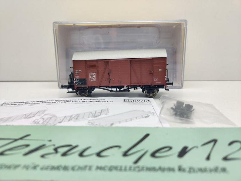 Brawa Modelle H0 DC 47973 ged. Güterwagen Gms30 / NEM / SAAR EUROP / OVP