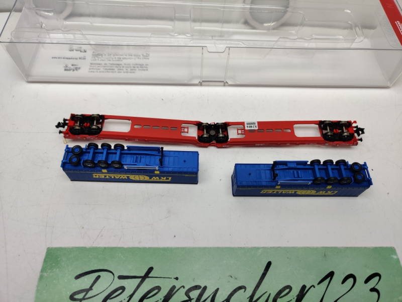 Fleischmann N DC 6660050 Doppeltaschen-Gelenkwagen / LKW Walter / DB AG / OVP