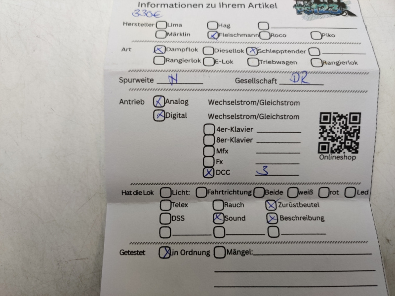 Fleischmann N DC 715278 / BR52 Dampflokomotive / DCC / Sound / DR / OVP