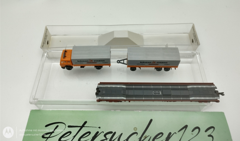 Fleischmann N DC 8271 Rollende Landstraße LKW Schwan STABILO DB OVP