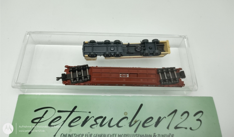 Fleischmann N DC 8276 Rollende Landstrasse Niederflurwagen LKW Spezial Öl DB OVP