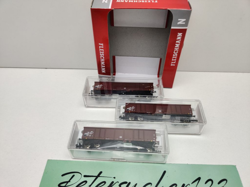 Fleischmann N DC 828347 3-teilig Set offene Güterwagen Eas / NEM / DR Ost / OVP