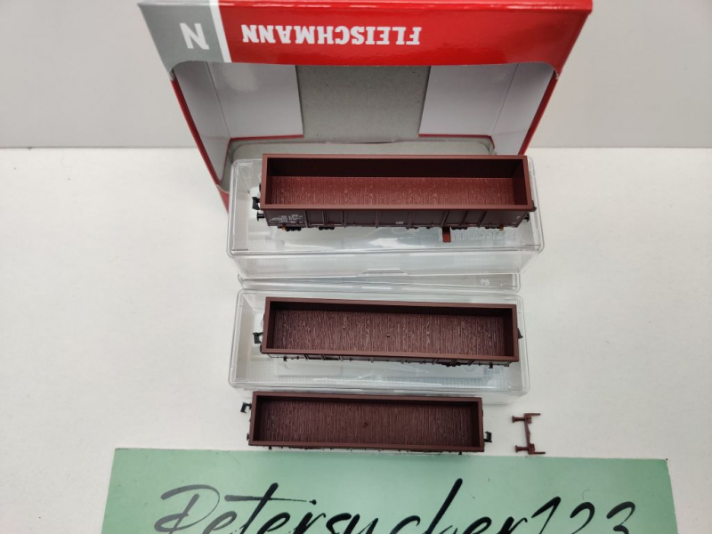 Fleischmann N DC 828347 3-teilig Set offene Güterwagen Eas / NEM / DR Ost / OVP