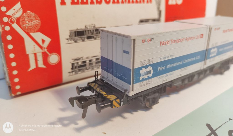 Fleischmann H0 DC 5234 Container-Tragwagen "World Transport Agency" / DB / OVP