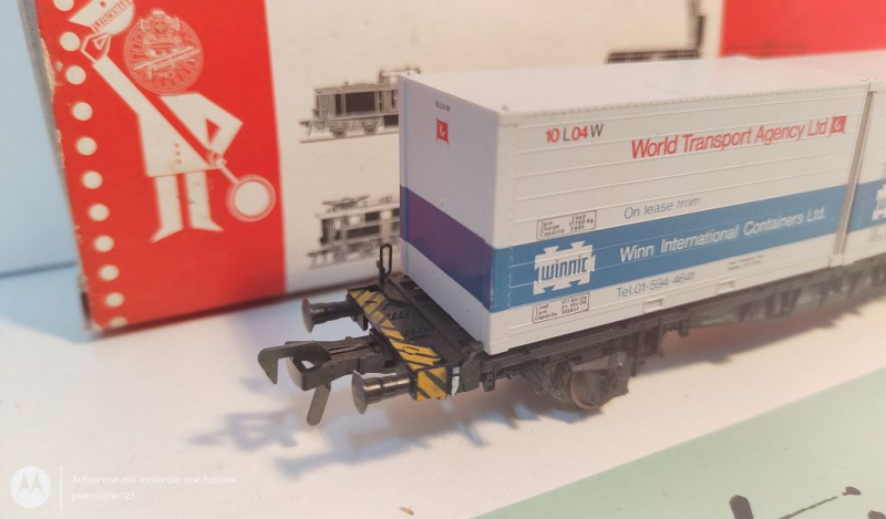 Fleischmann H0 DC 5234 Container-Tragwagen "World Transport Agency" / DB / OVP