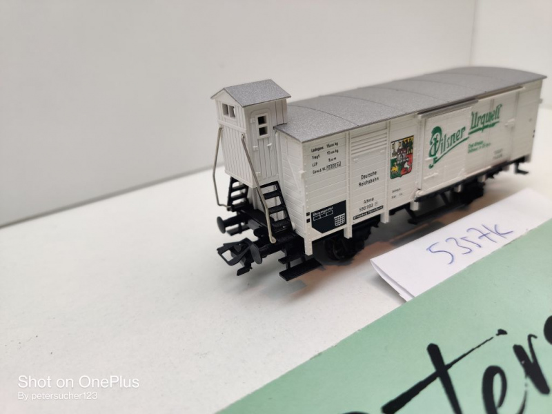 Fleischmann H0 AC 5357 Bierwagen "Pilsener Urquell" m Brmshs / G / NEM / DRG