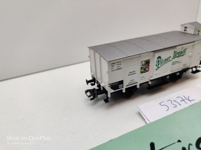 Fleischmann H0 AC 5357 Bierwagen "Pilsener Urquell" m Brmshs / G / NEM / DRG