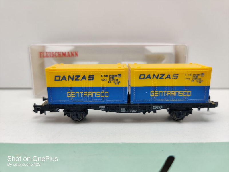 Fleischmann N DC 8233 Containertragwagen "Danzas" / DB / OVP