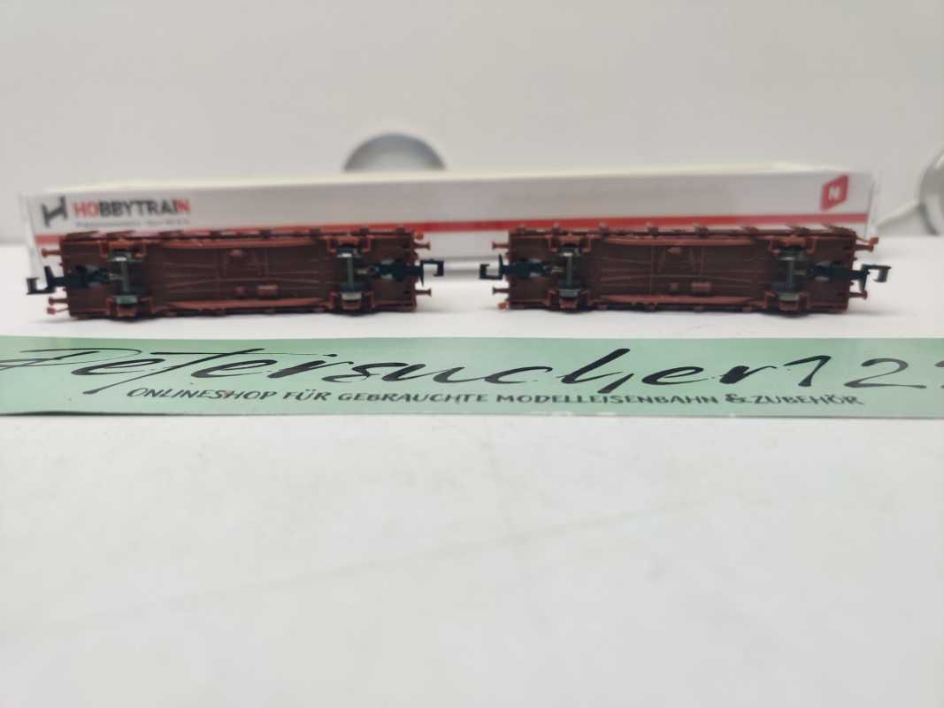 Hobbytrain N DC 497836 / 2-teiliges Güterwagen-Set /der Bauart Kbgs 442 / Post-Containern / OVP