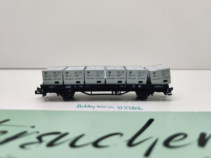 Hobbytrain N DC H23806 Niederbordwg + Behälter "Haus zu Haus" Kls443 / NEM / DB