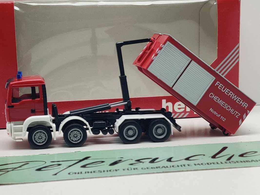 Herpa H0 045445 MAN TGA M Feuerwehr Wechsellader Abrollcontainer Chemie 1:87 / OVP