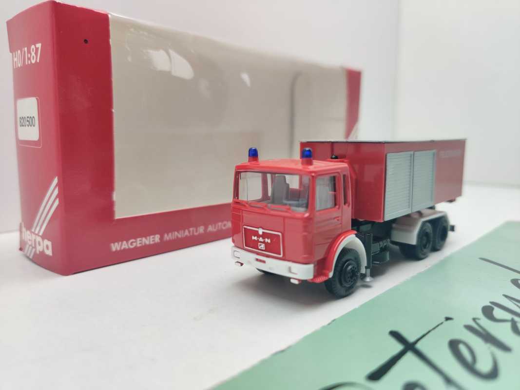 Herpa H0 820500 MAN F8 Feuerwehr-Wechsellader Abrollcontainer RW / 1:87 / OVP