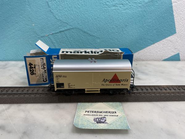 249// Märklin H0 4426 Gedeckter Güterwagen Apollinaris  Blaue OVP J622_GW2596