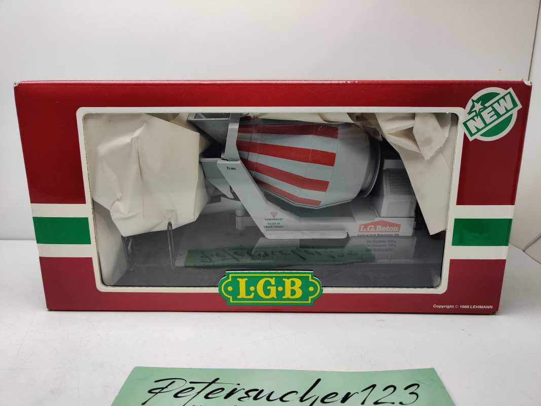 LGB Spur G 4055 / Niederbordwagen mit einem Betonmischer bzw. Zementmischer als Ladegut / OVP