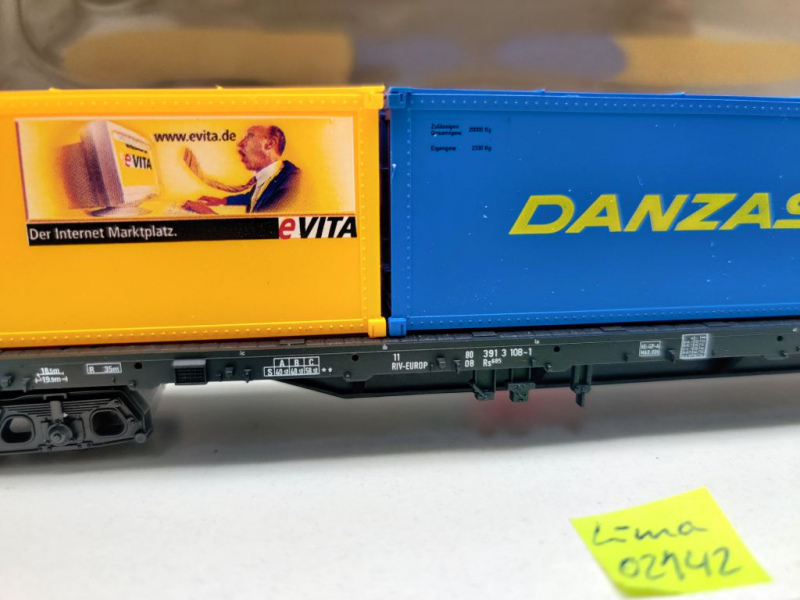 Lima H0 DC 02142 Tragwagen & 3 Container Rs / DP Philatelie / NEM / DB / OVP