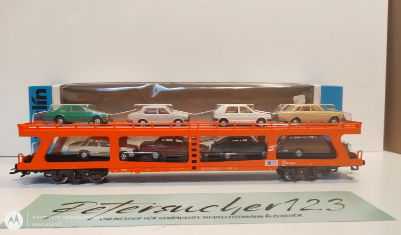 Märklin H0 AC 4174 Reisezug Autotransportwagen / 8 versch. PKW / ÖBB / OVP blau