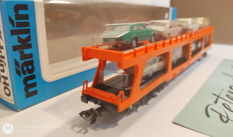 Märklin H0 AC 4174 Reisezug Autotransportwagen / 8 versch. PKW / ÖBB / OVP blau