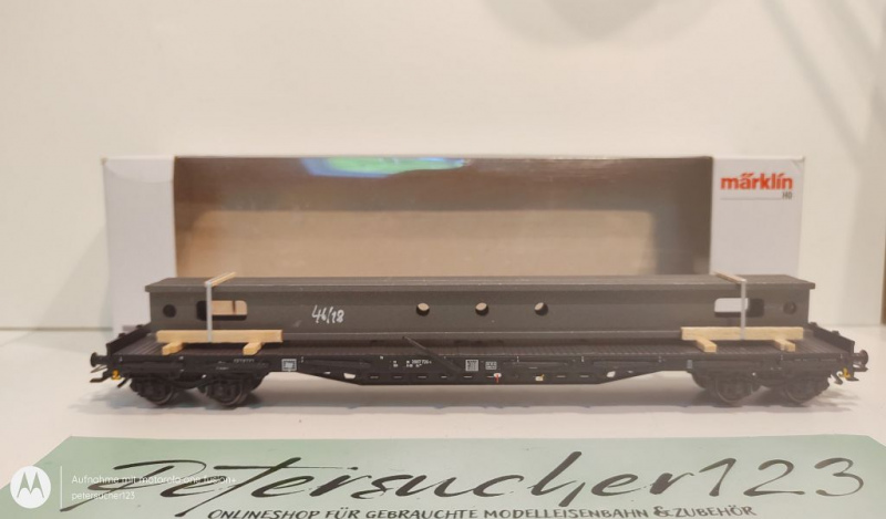 Märklin H0 AC 47046 Rungenwagen mit Bauteilen Krananlage / K / DB / OVP weiß