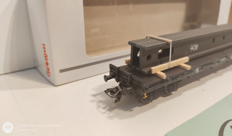 Märklin H0 AC 47046 Rungenwagen mit Bauteilen Krananlage / K / DB / OVP weiß