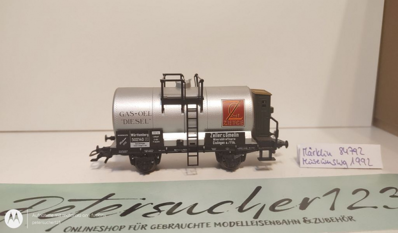 Märklin H0 AC 84792 Kesselwagen mit Bremserhaus "Zeller & Gmelin" Museum 1992
