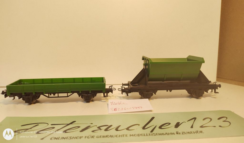 Märklin H0 AC 1x Kipplore grün + 1x Niederbordwagen grün ohne Aufschrift