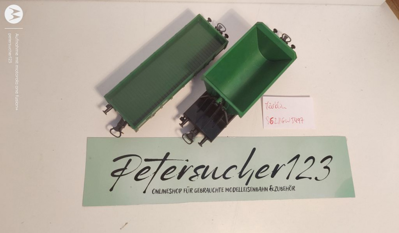 Märklin H0 AC 1x Kipplore grün + 1x Niederbordwagen grün ohne Aufschrift