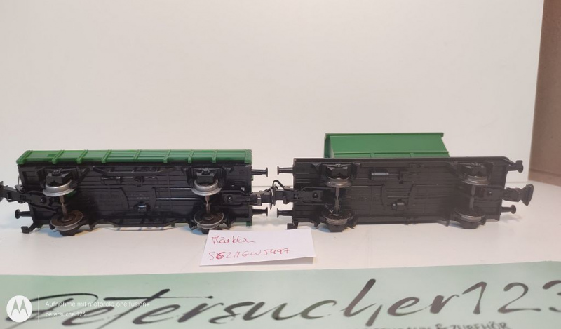 Märklin H0 AC 1x Kipplore grün + 1x Niederbordwagen grün ohne Aufschrift