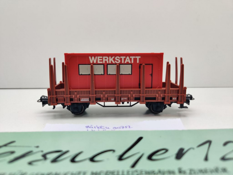 Märklin H0 AC 00752-04 Rungenwagen Container "Werkstatt" Kbs890 / Set / DB