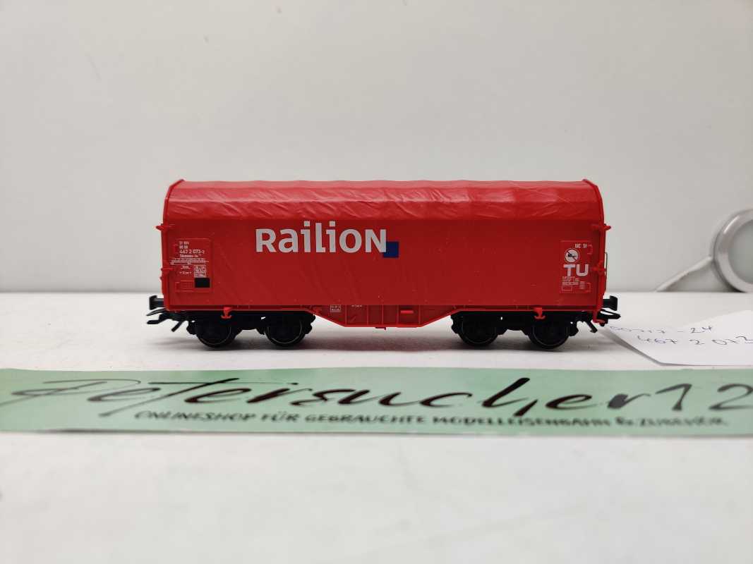 Märklin H0 AC 00757-24 / 467 2 073-2 / Schiebeplanenwagen / Bauart Shimmns-tu 718 / Railon / DB AG / Rot